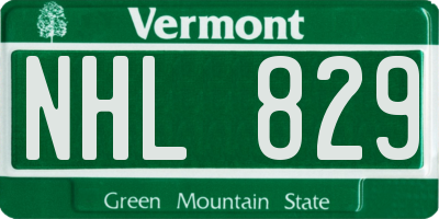 VT license plate NHL829