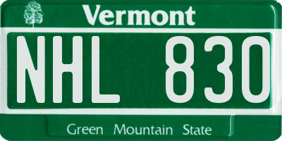 VT license plate NHL830