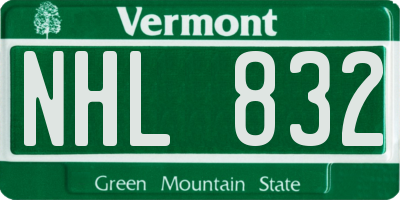 VT license plate NHL832