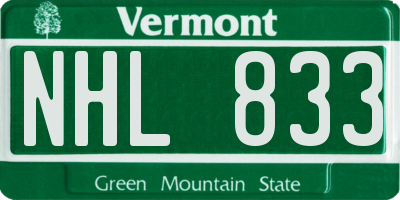 VT license plate NHL833