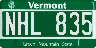 VT license plate NHL835
