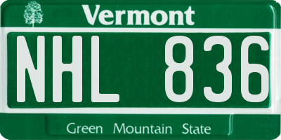 VT license plate NHL836
