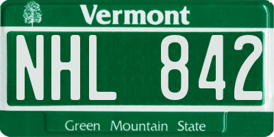 VT license plate NHL842