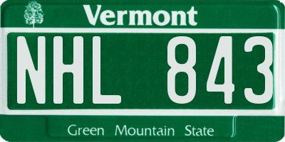 VT license plate NHL843