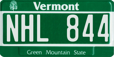 VT license plate NHL844