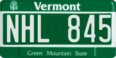 VT license plate NHL845