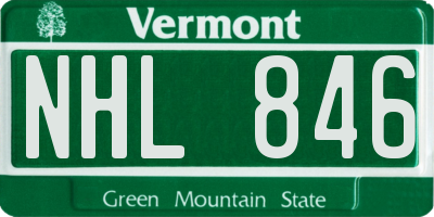 VT license plate NHL846