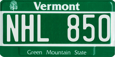 VT license plate NHL850