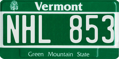 VT license plate NHL853