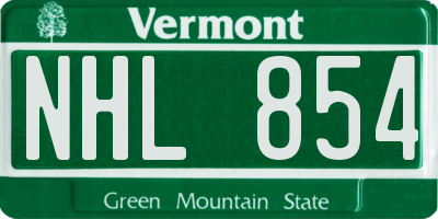 VT license plate NHL854