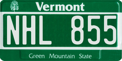VT license plate NHL855