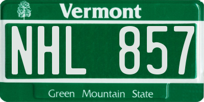VT license plate NHL857