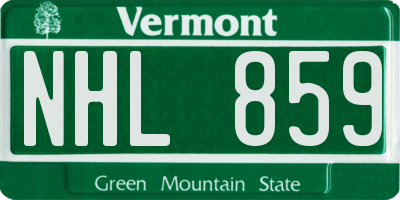 VT license plate NHL859