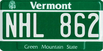 VT license plate NHL862