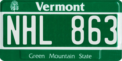 VT license plate NHL863