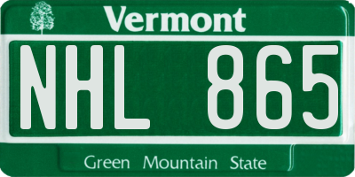 VT license plate NHL865