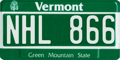 VT license plate NHL866