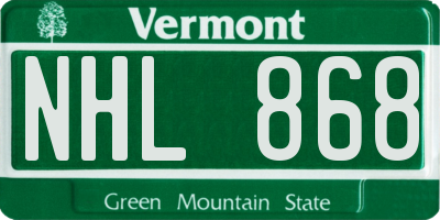 VT license plate NHL868