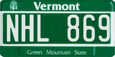 VT license plate NHL869