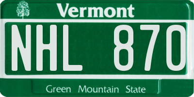 VT license plate NHL870