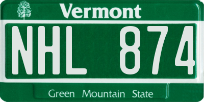 VT license plate NHL874