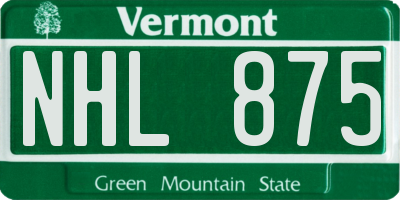 VT license plate NHL875