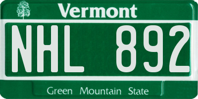 VT license plate NHL892