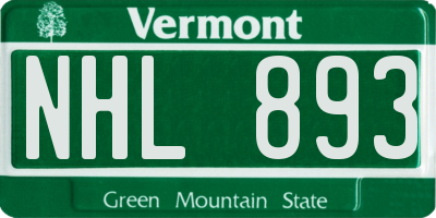VT license plate NHL893
