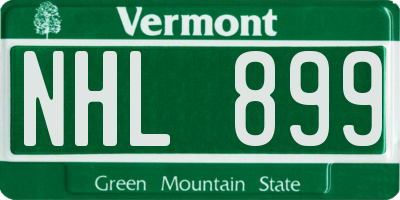 VT license plate NHL899
