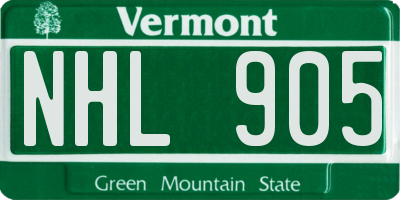 VT license plate NHL905