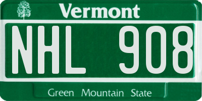 VT license plate NHL908