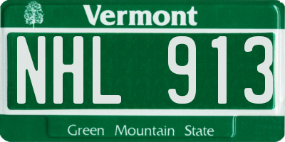VT license plate NHL913
