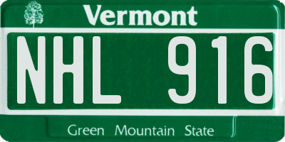 VT license plate NHL916