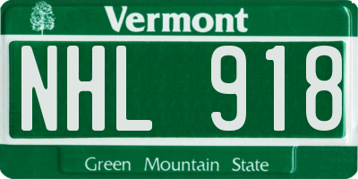 VT license plate NHL918