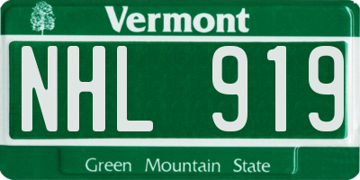 VT license plate NHL919