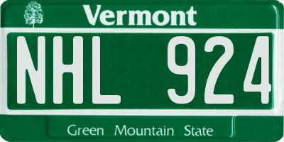 VT license plate NHL924