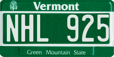 VT license plate NHL925