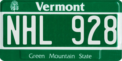 VT license plate NHL928