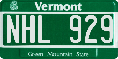 VT license plate NHL929