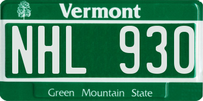 VT license plate NHL930