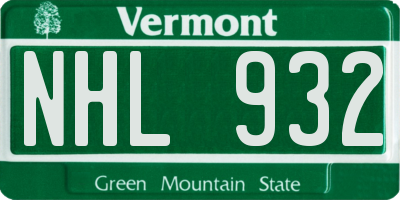 VT license plate NHL932