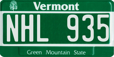 VT license plate NHL935