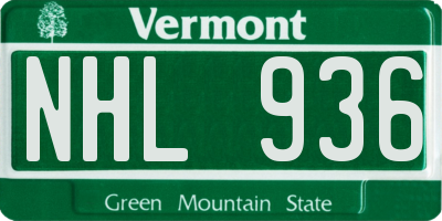 VT license plate NHL936