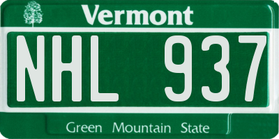 VT license plate NHL937