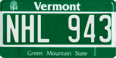 VT license plate NHL943
