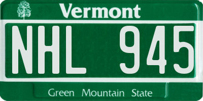 VT license plate NHL945
