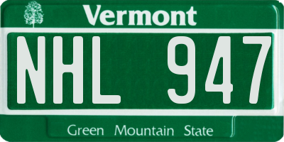 VT license plate NHL947