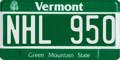VT license plate NHL950