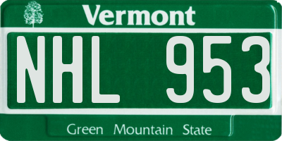 VT license plate NHL953
