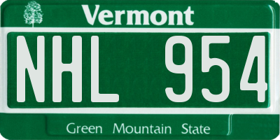 VT license plate NHL954